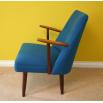 Danish Teak Arm Chair Blue Boucle wool